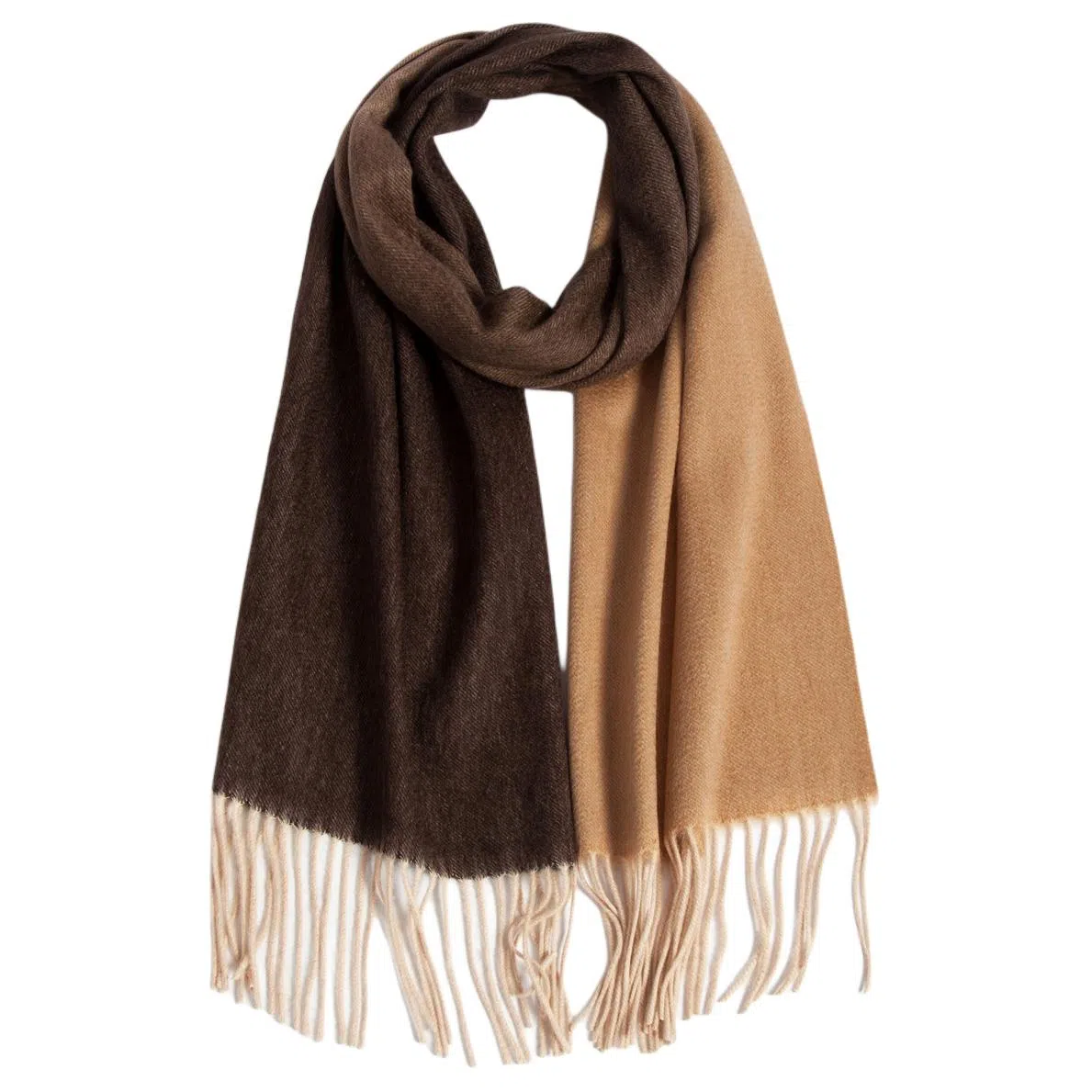 一米画纱 高级感小众气质流苏渐变时尚加厚保暖外搭防寒粗纺工艺 山羊绒 绒线围巾 女款