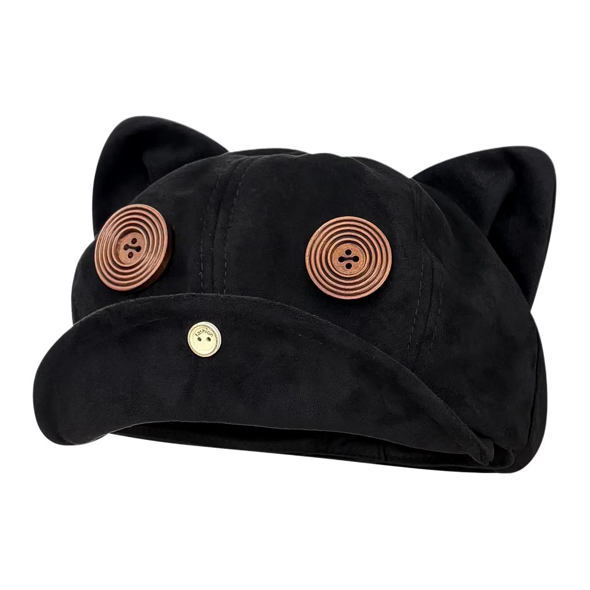 木林森 日系可爱纽扣猫耳朵女秋冬文艺美拉德氛围感大头围显脸小 麂皮绒 贝雷帽 男女同款情侣款