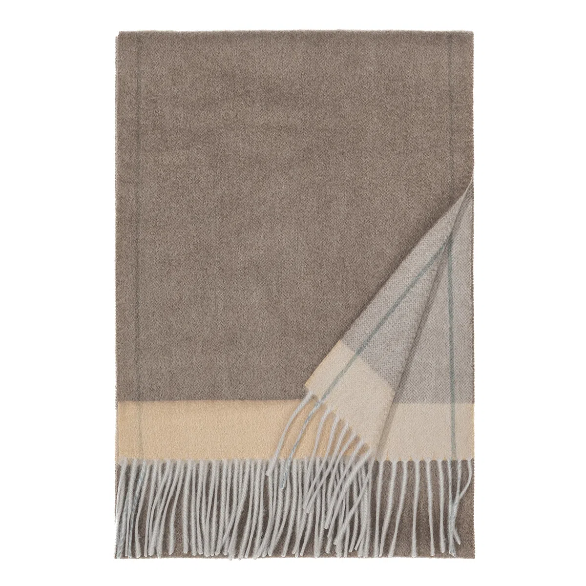 一米画纱 双面双色美拉德风高品质个性流苏外搭时尚加厚保暖轻奢舒适 山羊绒 绒线围巾 女款