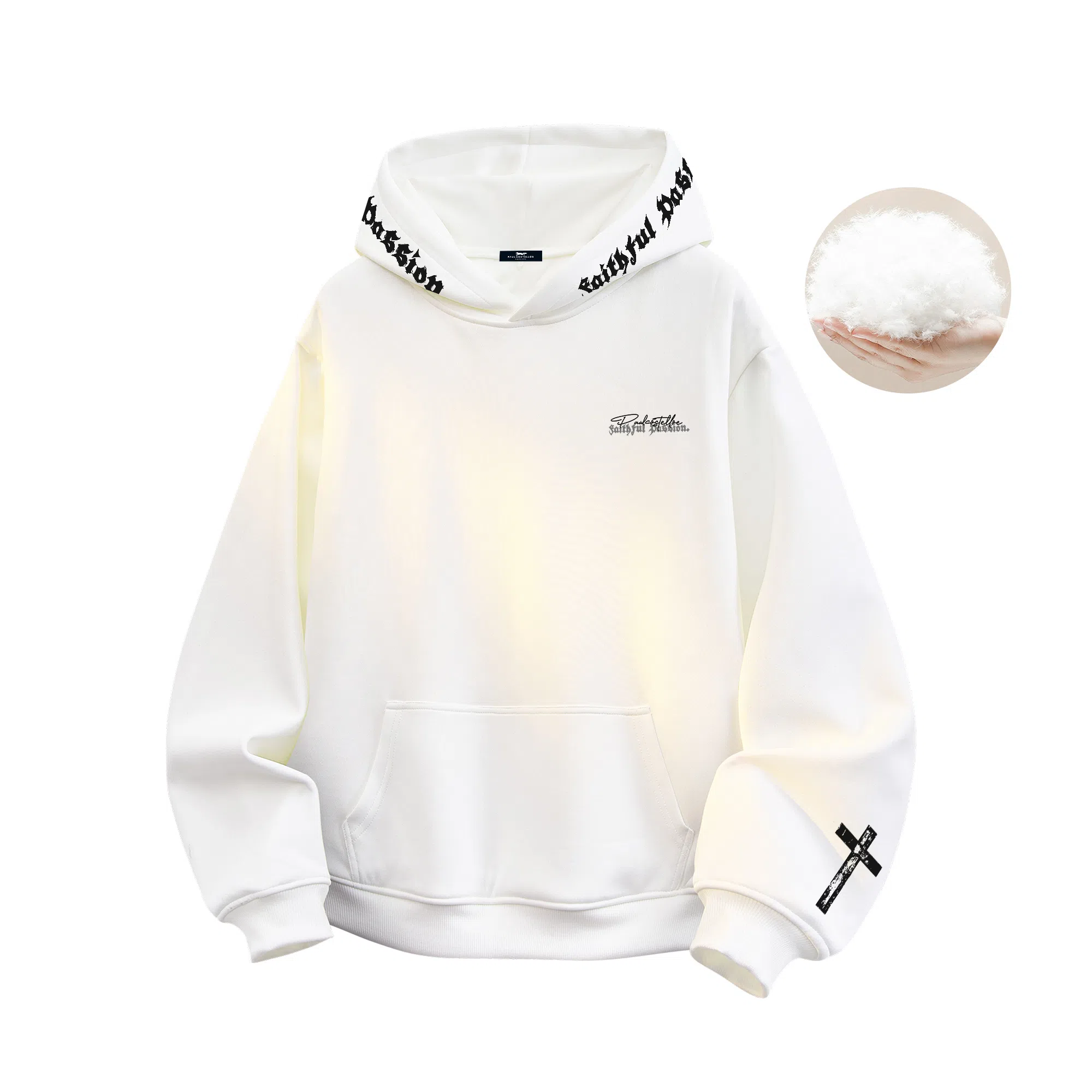 PAUL COSTELLOE Logo Print Hoodie Down Jacket