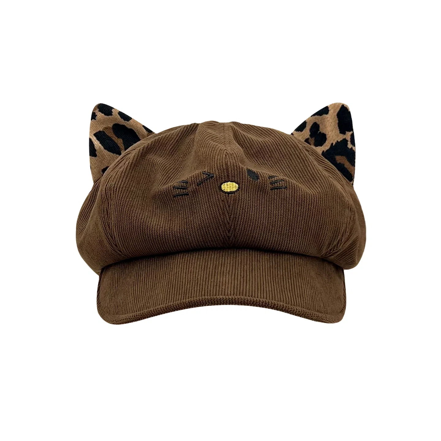 钓鱼熊 可爱猫咪耳朵保暖百搭显脸小 聚酯纤维 贝雷帽 男女同款情侣款