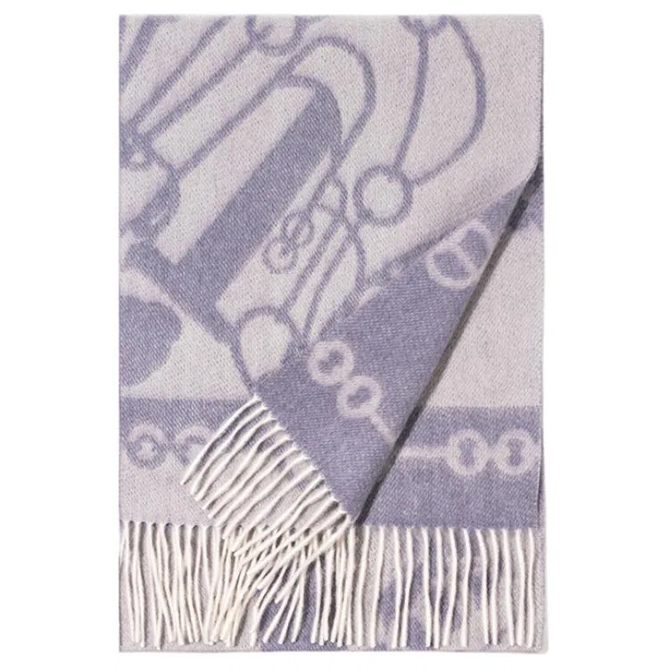 一米画纱 优雅保暖高级气质提花粗纺工艺加厚保暖高端轻奢优雅流苏 山羊绒 绒线围巾 女款