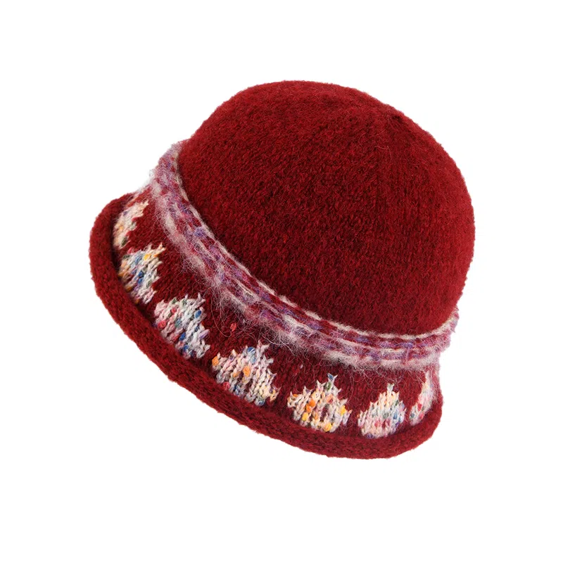 稻草人 韩版时尚可爱盆帽显脸小 秋冬保暖素颜百搭 聚酯纤维 渔夫帽 女款