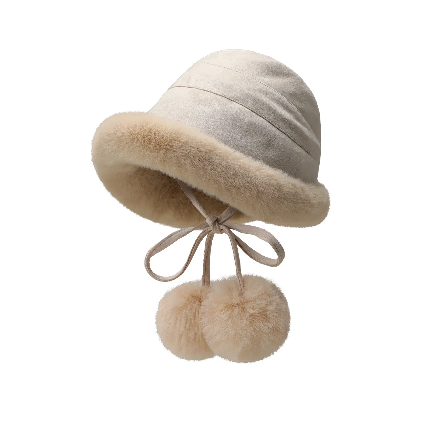 稻草人 秋冬甜美可爱百搭毛绒盆帽显脸小 加绒保暖防风 麂皮绒 渔夫帽 女款