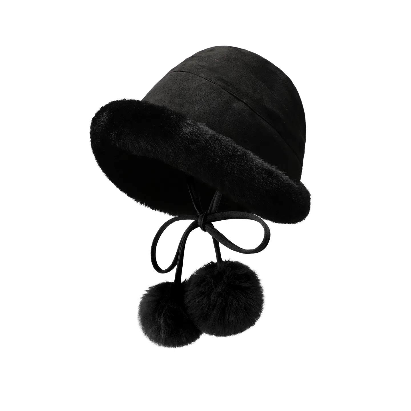 稻草人 秋冬甜美可爱百搭毛绒盆帽显脸小 加绒保暖防风 麂皮绒 渔夫帽 女款