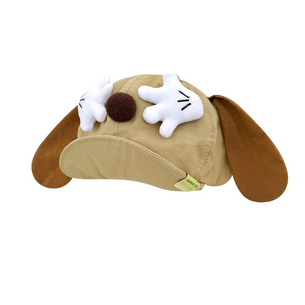 钓鱼熊 可爱卡通小狗耳朵显脸小百搭云朵大头围 聚酯纤维 贝雷帽 男女同款情侣款