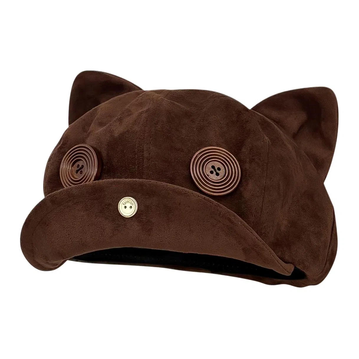 木林森 日系可爱纽扣猫耳朵女秋冬文艺美拉德氛围感大头围显脸小 麂皮绒 贝雷帽 男女同款情侣款