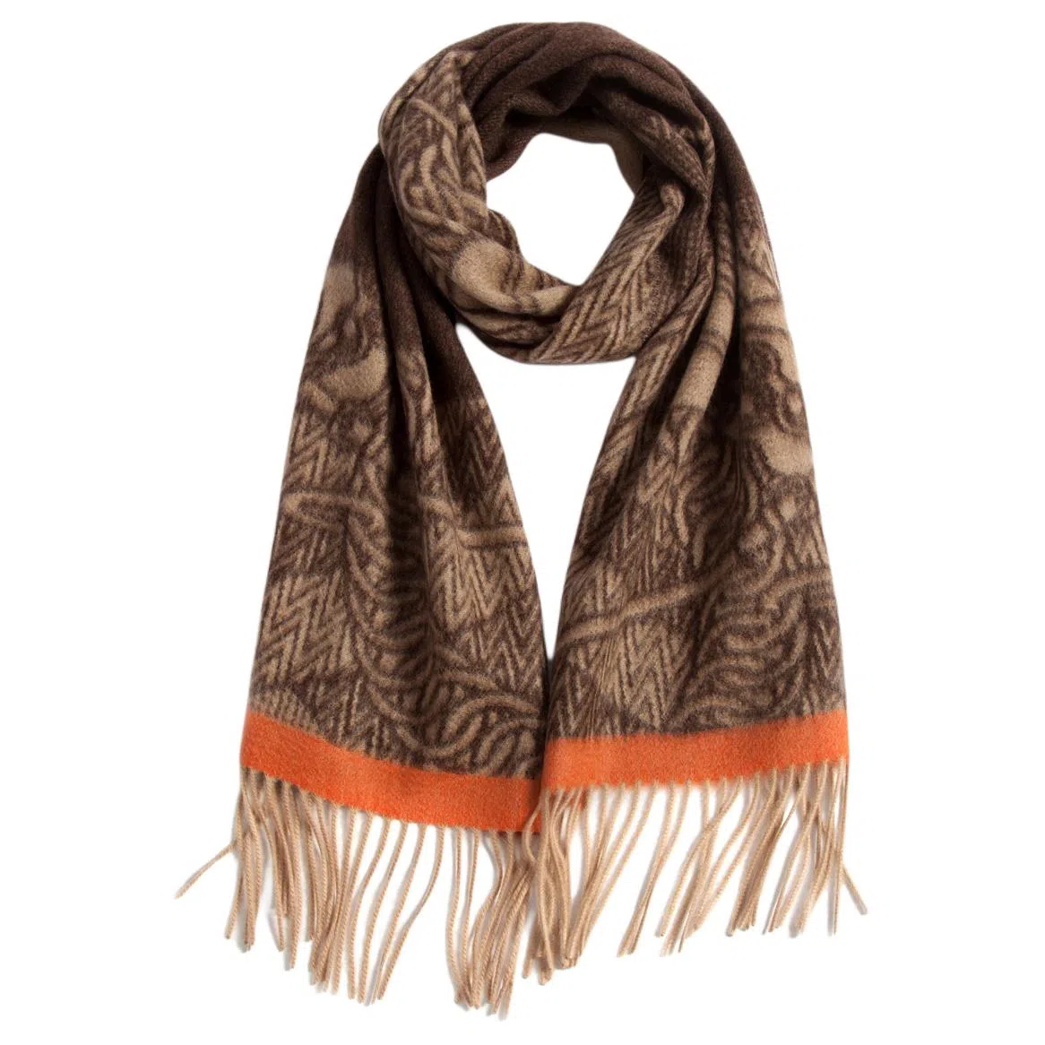 一米画纱 优雅保暖高级气质提花粗纺工艺加厚保暖高端轻奢优雅流苏 山羊绒 绒线围巾 女款