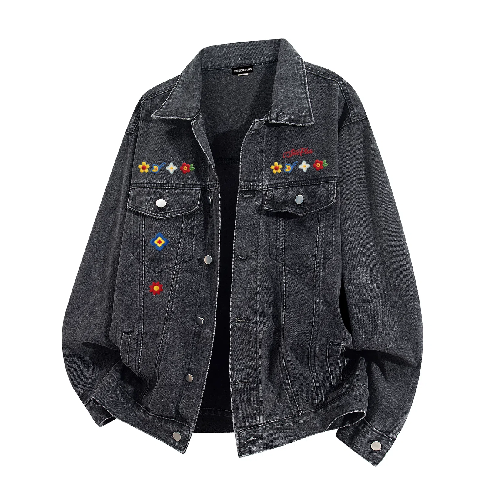 SOIEPLUS Vintage Embroidered Denim Jacket