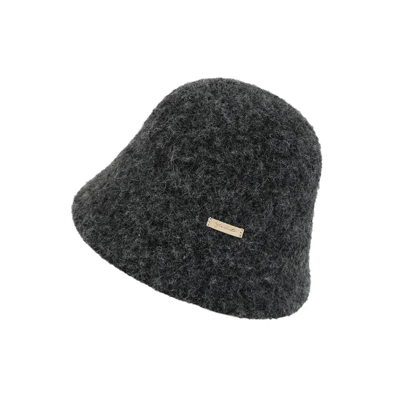 稻草人 韩版纯色毛绒水桶帽 高级感保暖百搭素颜显脸小 聚酯纤维 渔夫帽 女款