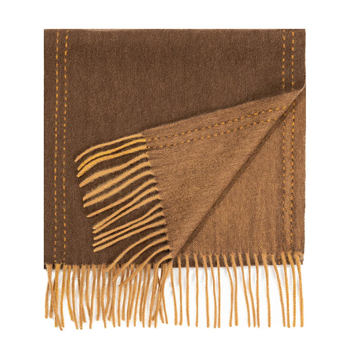 一米画纱 双面双色美拉德风高品质个性流苏外搭时尚加厚保暖轻奢舒适 山羊绒 绒线围巾 女款