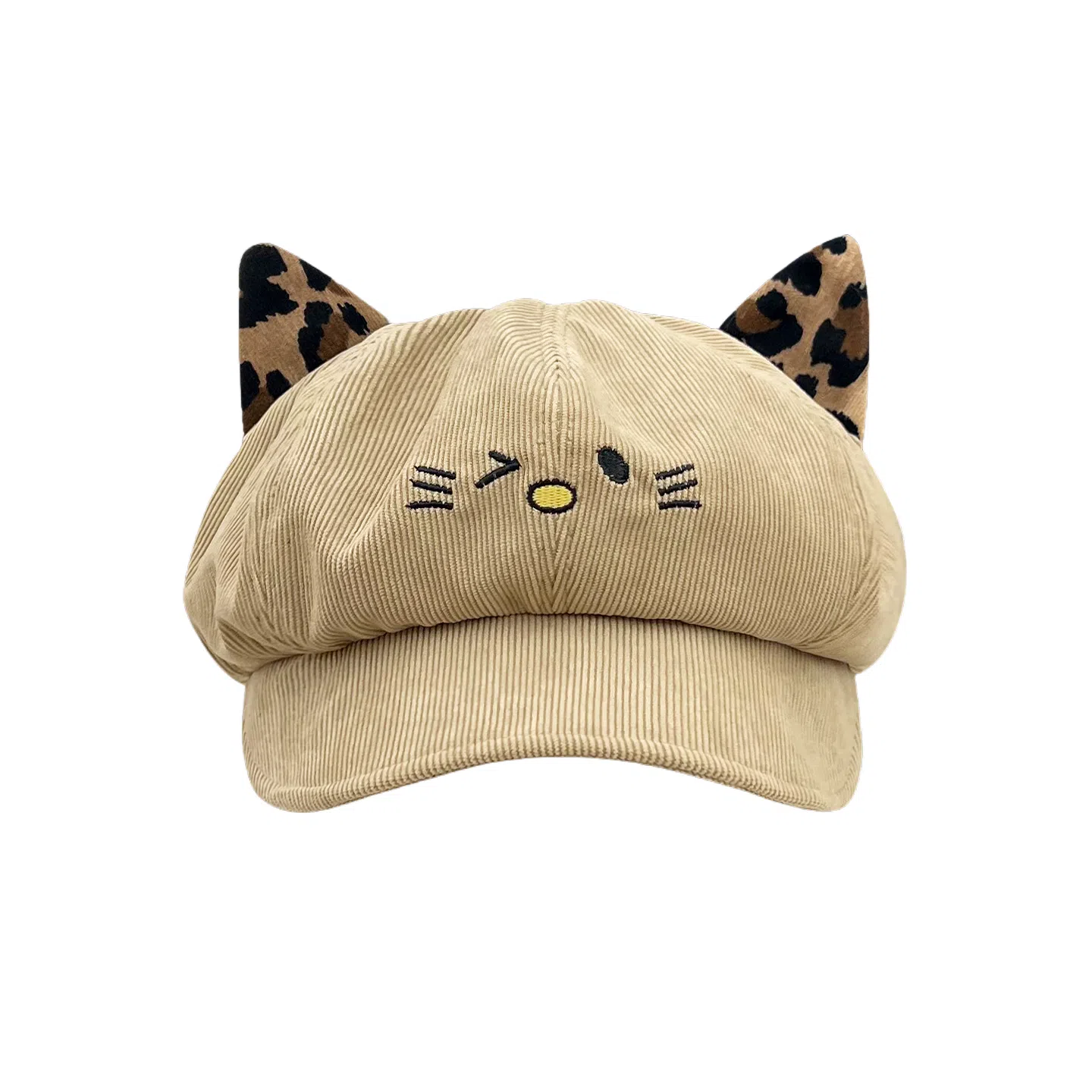 钓鱼熊 可爱猫咪耳朵保暖百搭显脸小 聚酯纤维 贝雷帽 男女同款情侣款