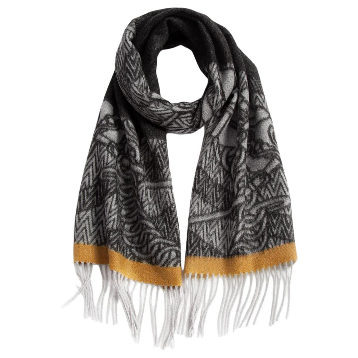 一米画纱 优雅保暖高级气质提花粗纺工艺加厚保暖高端轻奢优雅流苏 山羊绒 绒线围巾 女款