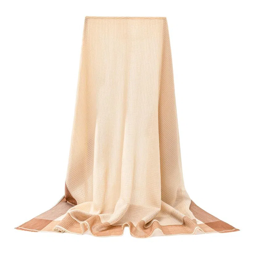 一米画纱 轻奢色织轻盈柔软亲肤细腻保暖外搭气质披肩高级感 山羊绒 绒线围巾 女款