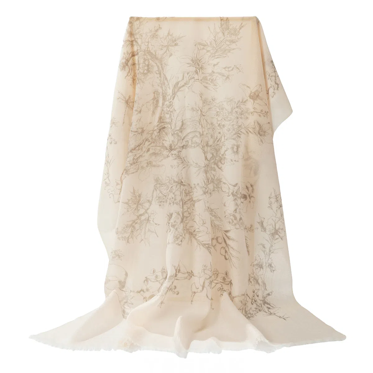 一米画纱 轻盈柔美细腻亲肤保暖空调披肩高档斜纹喷绘印花自然时尚旅游拍照 山羊绒 绒线围巾 女款