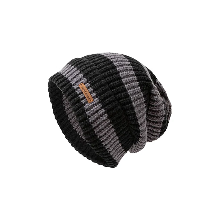 浪莎 韩式潮流字母贴标针织堆堆帽大头围时尚百搭休闲出街包头帽显脸小 聚酯纤维 绒线帽 男女同款情侣款