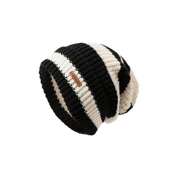 浪莎 韩式潮流字母贴标针织堆堆帽大头围时尚百搭休闲出街包头帽显脸小 聚酯纤维 绒线帽 男女同款情侣款