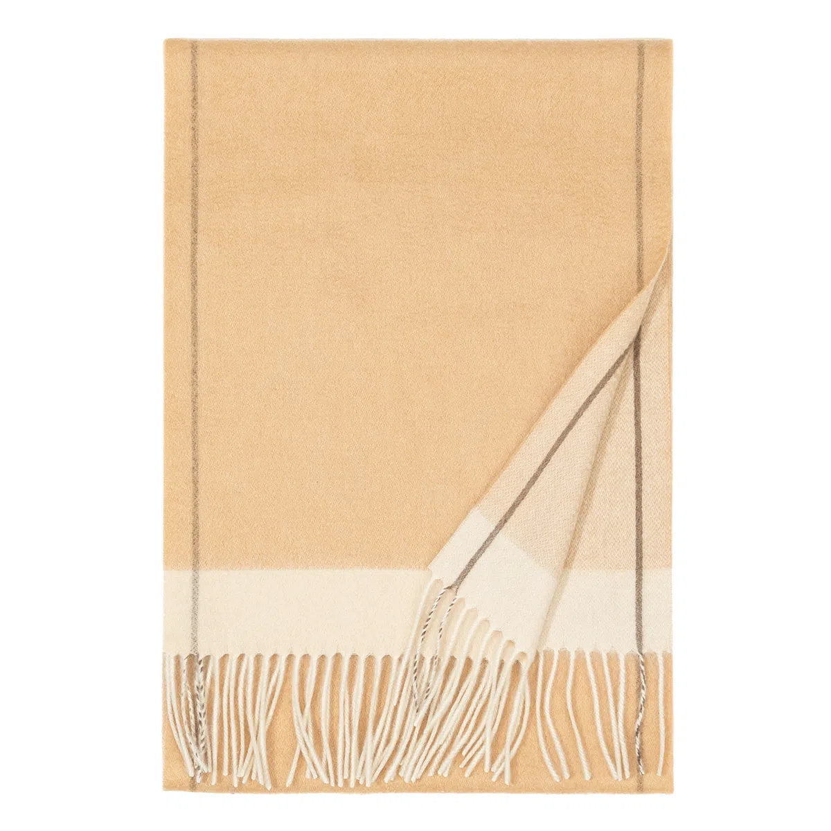 一米画纱 双面双色美拉德风高品质个性流苏外搭时尚加厚保暖轻奢舒适 山羊绒 绒线围巾 女款