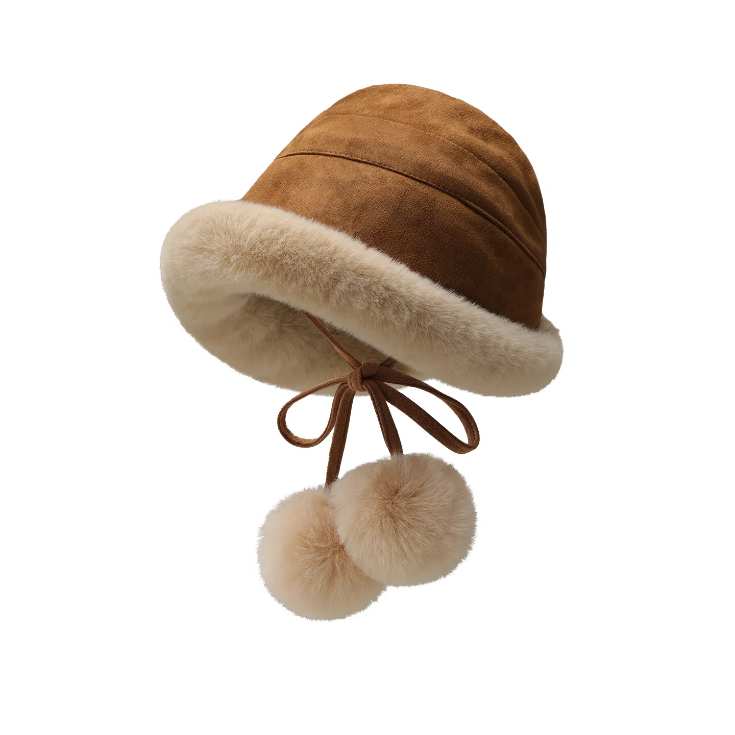 稻草人 秋冬甜美可爱百搭毛绒盆帽显脸小 加绒保暖防风 麂皮绒 渔夫帽 女款