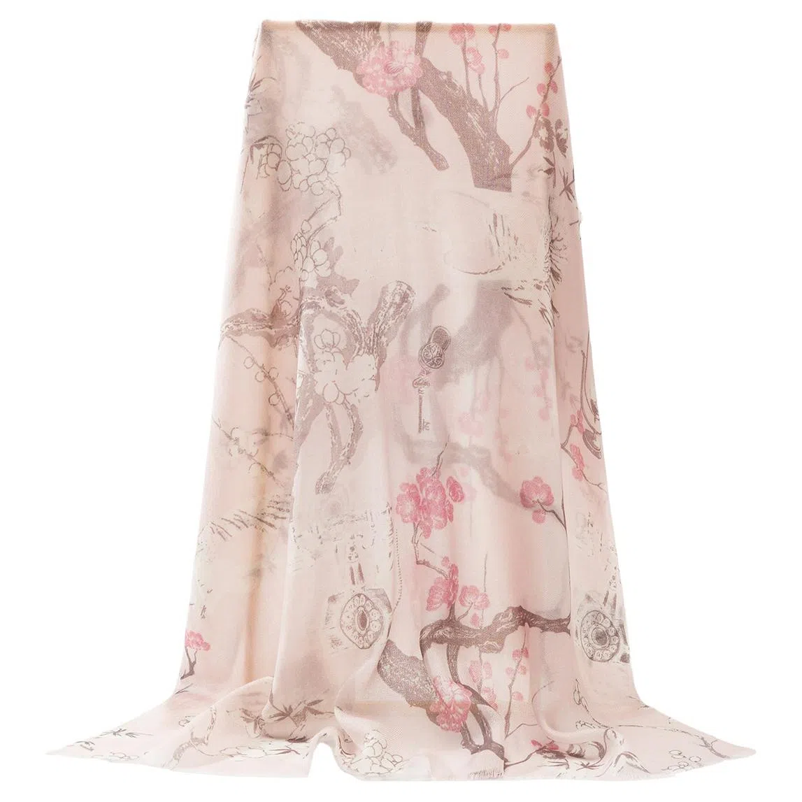 一米画纱 轻盈柔美细腻亲肤保暖空调披肩高档斜纹喷绘印花自然时尚旅游拍照 山羊绒 绒线围巾 女款