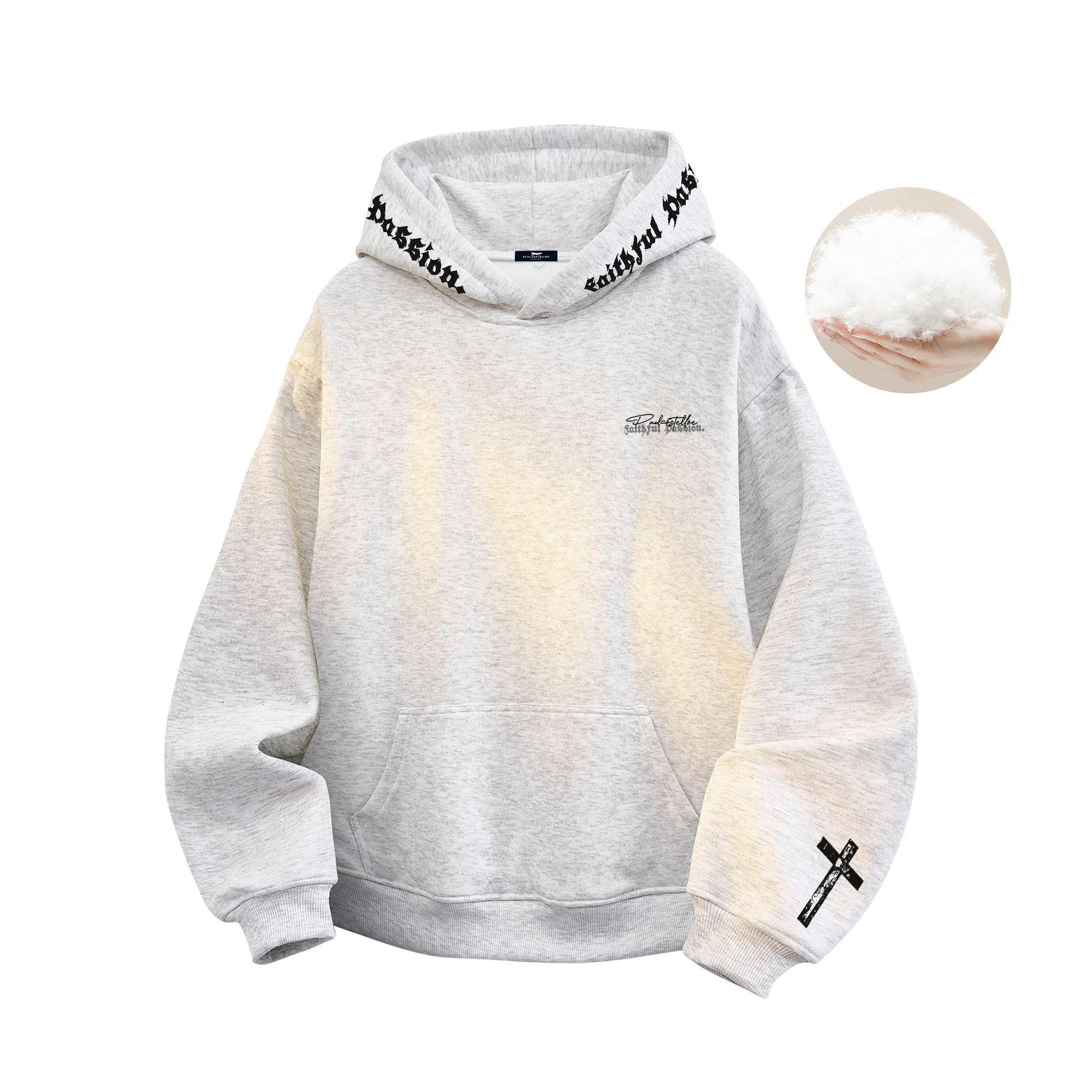 PAUL COSTELLOE Logo Print Hoodie Down Jacket