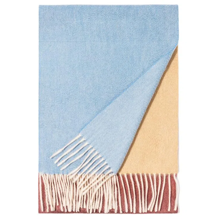 一米画纱 高级感小众气质流苏渐变时尚加厚保暖外搭防寒粗纺工艺 山羊绒 绒线围巾 女款