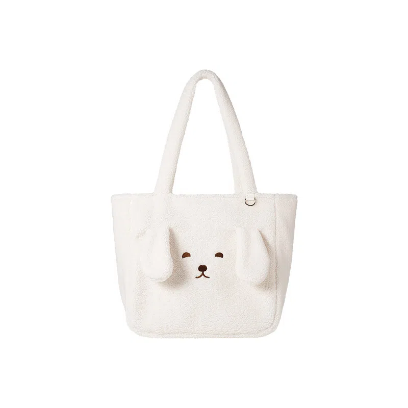 九木杂物社 狗富贵托特包上课通勤 织物 单肩包 常规 男女同款情侣款 象牙白