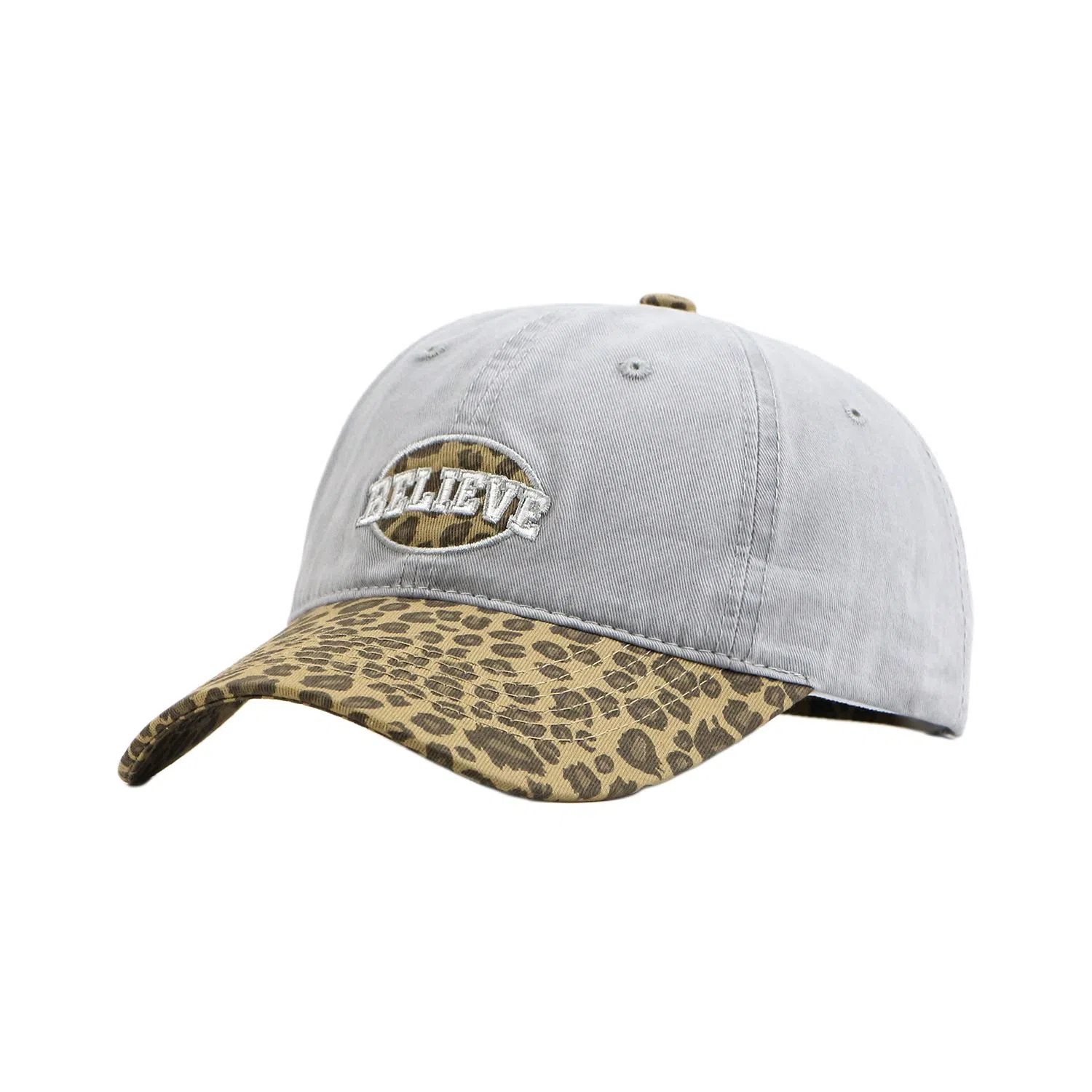 艾佳微 复古辣妹豹纹拼接棒球帽韩版潮牌字母刺绣显脸小 棉 鸭舌帽 男女同款情侣款