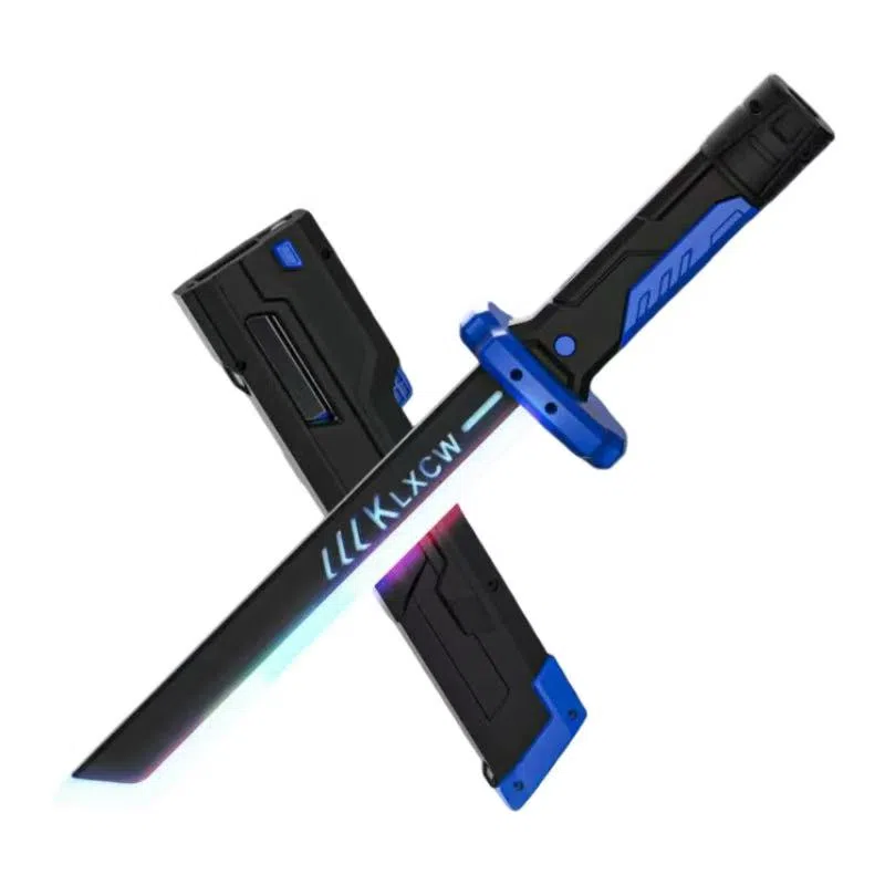 欧洛伊 创意炫酷黑科技火花喷雾光剑匕首 双剑合璧 七彩流光刀 发光玩具