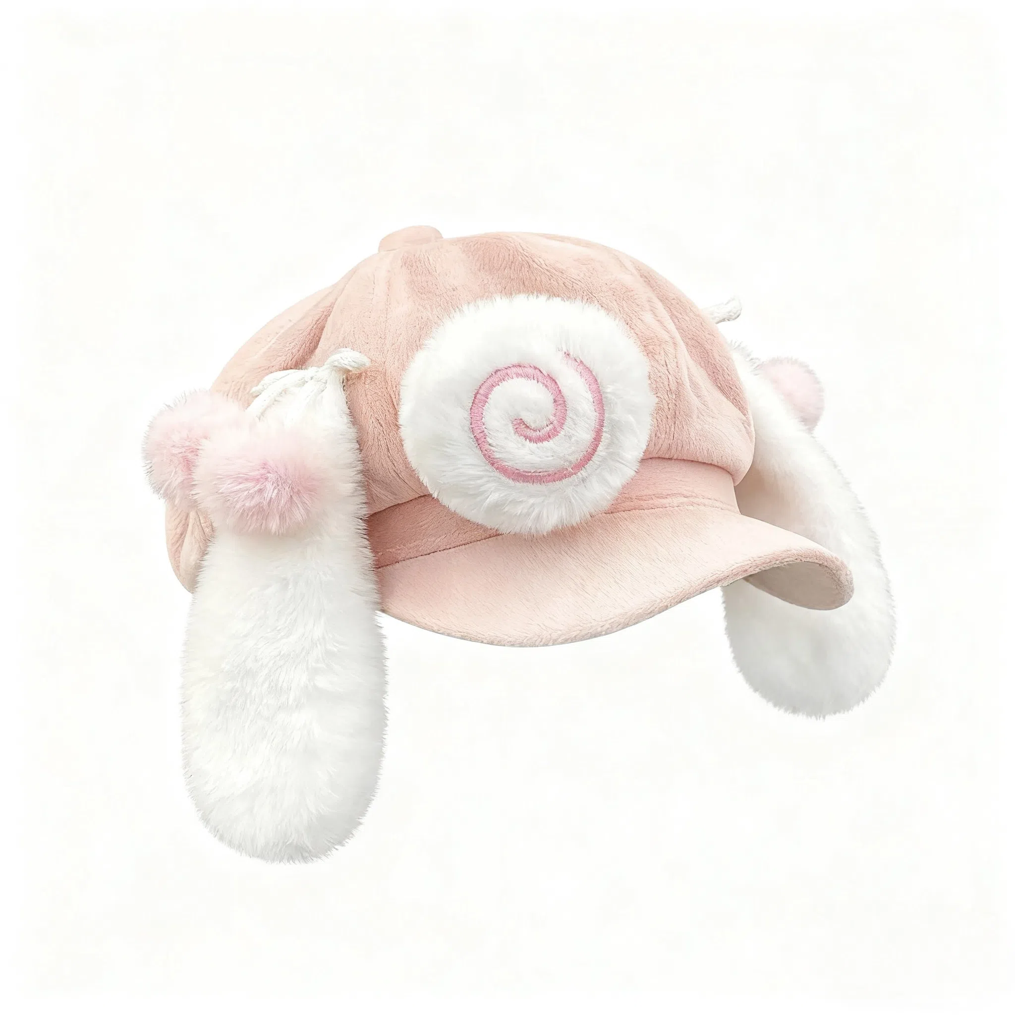 钓鱼熊 可爱卡通兔耳朵甜美百搭小众显脸小 毛绒 贝雷帽 男女同款情侣款