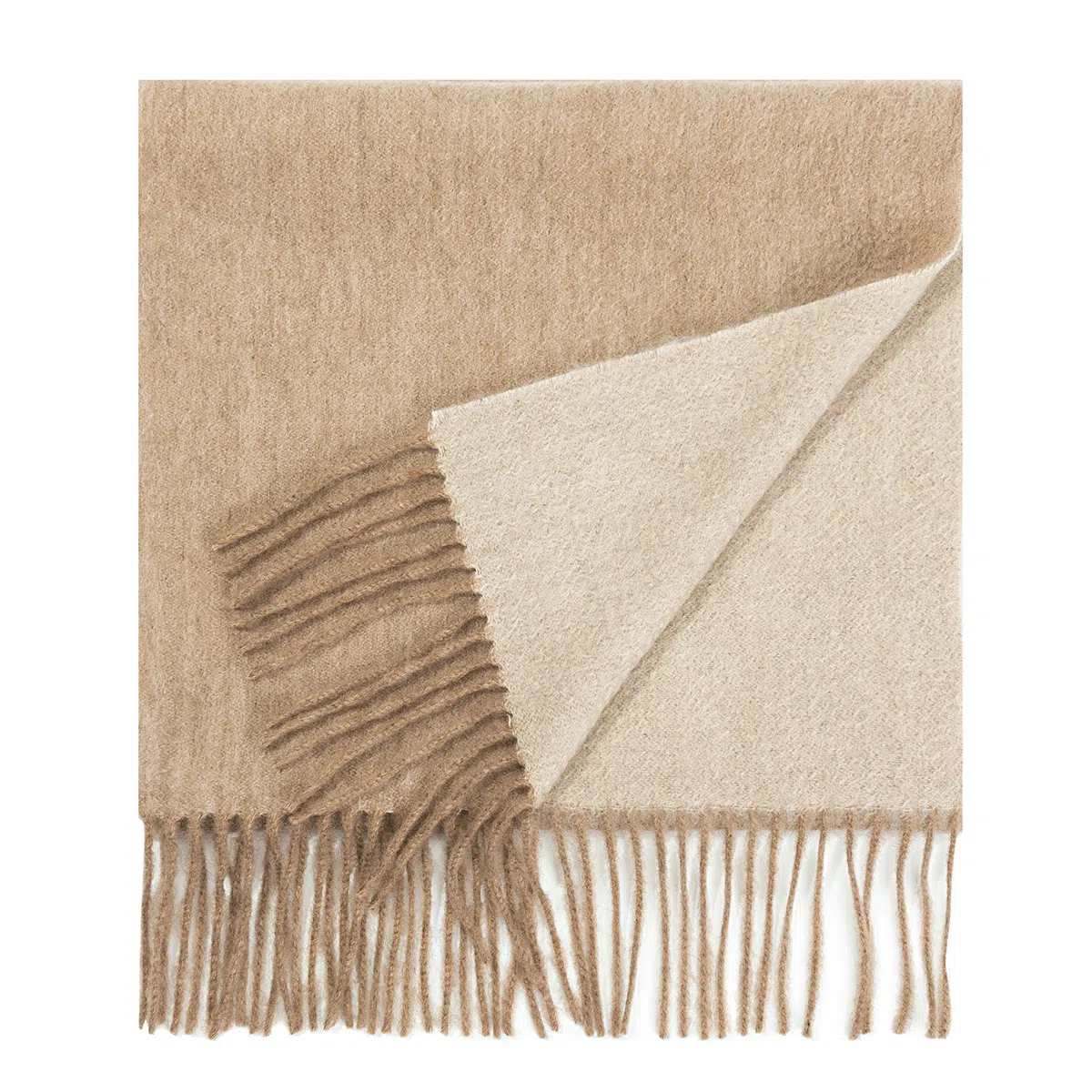 一米画纱 双面双色美拉德风高品质个性流苏外搭时尚加厚保暖轻奢舒适 山羊绒 绒线围巾 女款