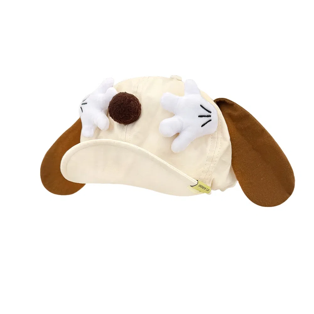 钓鱼熊 可爱卡通小狗耳朵显脸小百搭云朵大头围 聚酯纤维 贝雷帽 男女同款情侣款