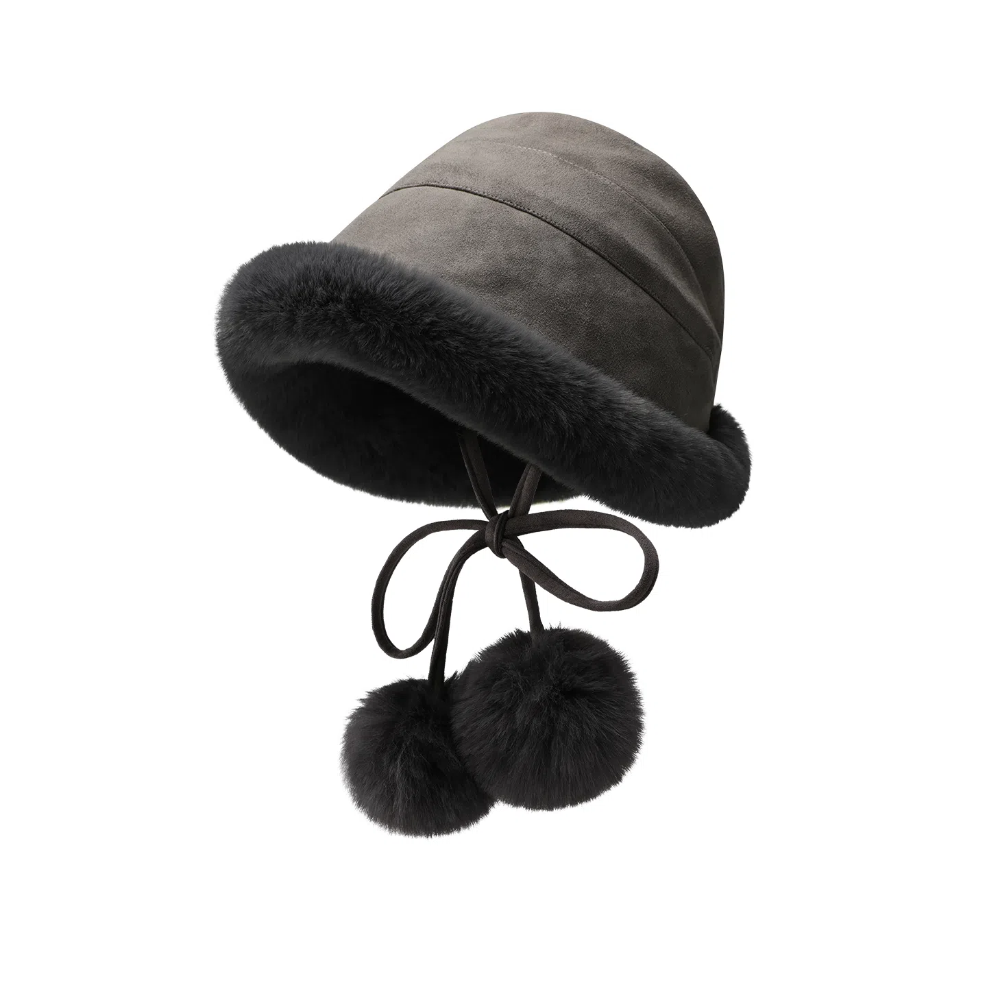 稻草人 秋冬甜美可爱百搭毛绒盆帽显脸小 加绒保暖防风 麂皮绒 渔夫帽 女款