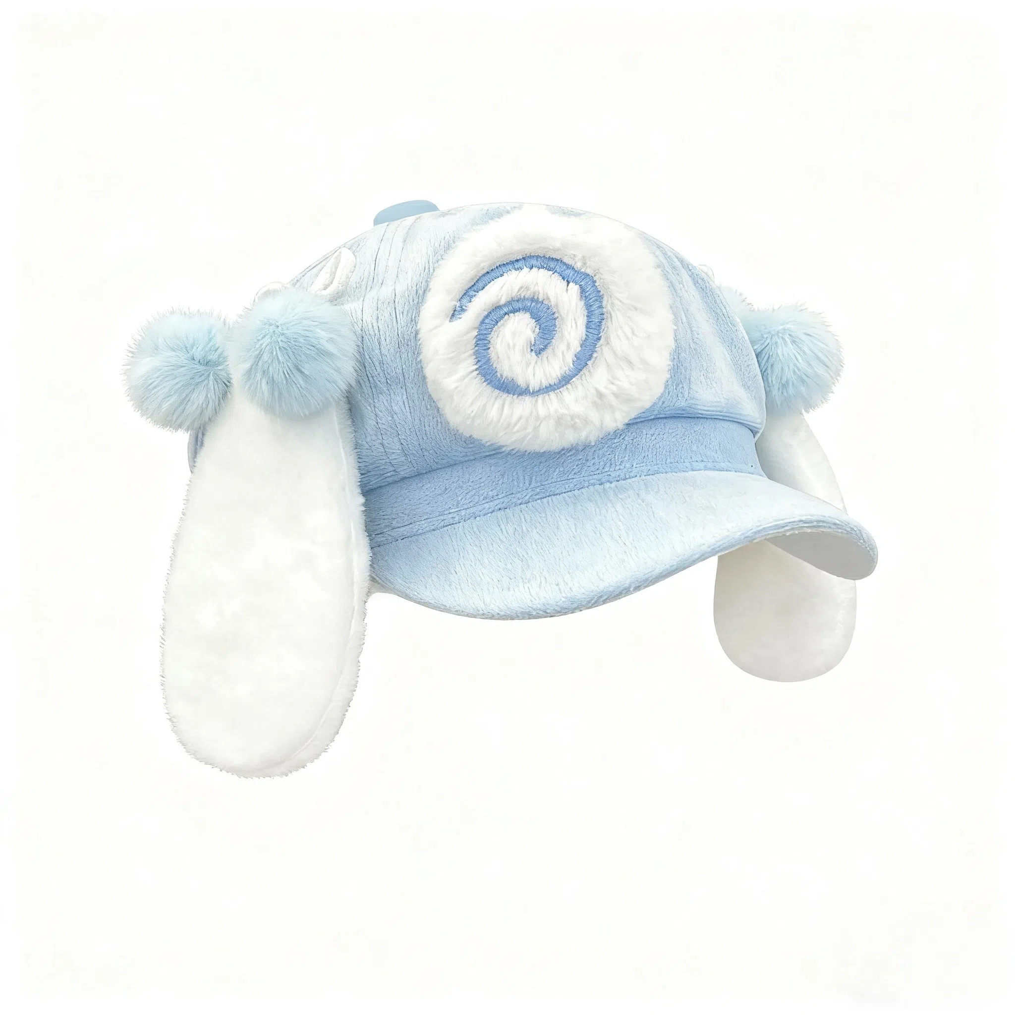 钓鱼熊 可爱卡通兔耳朵甜美百搭小众显脸小 毛绒 贝雷帽 男女同款情侣款