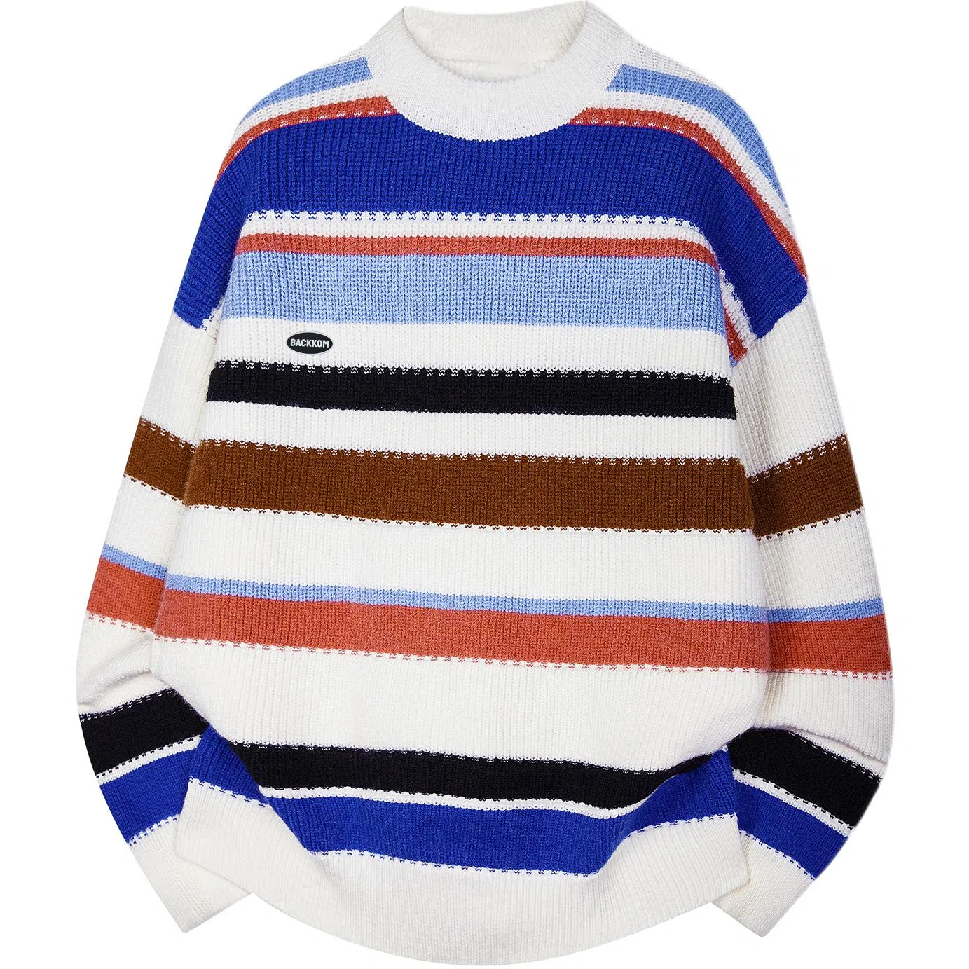 大卫贝肯 美式复古拼色条纹设计打底长袖上衣高级感潮流运动休闲百搭慵懒感学院风圆领毛衣 男女同款