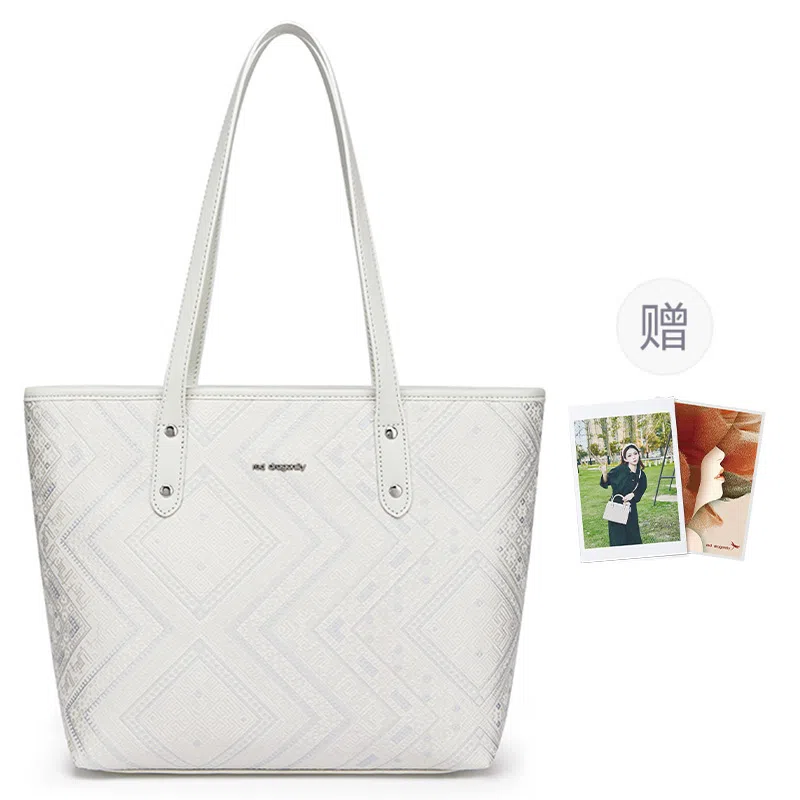 红蜻蜓 高级感百搭纯色通勤 合成革 托特包单肩包 常规 女款 米白色