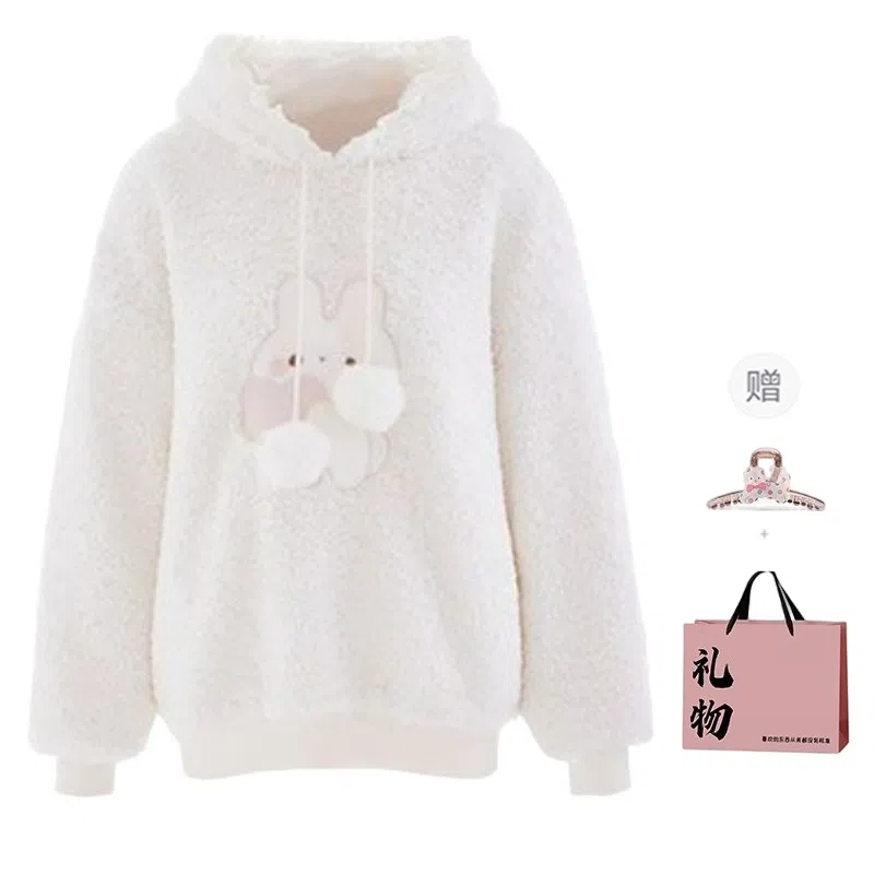 柏黛妃 可爱兔耳长袖连帽设计感宽松卫衣 女款