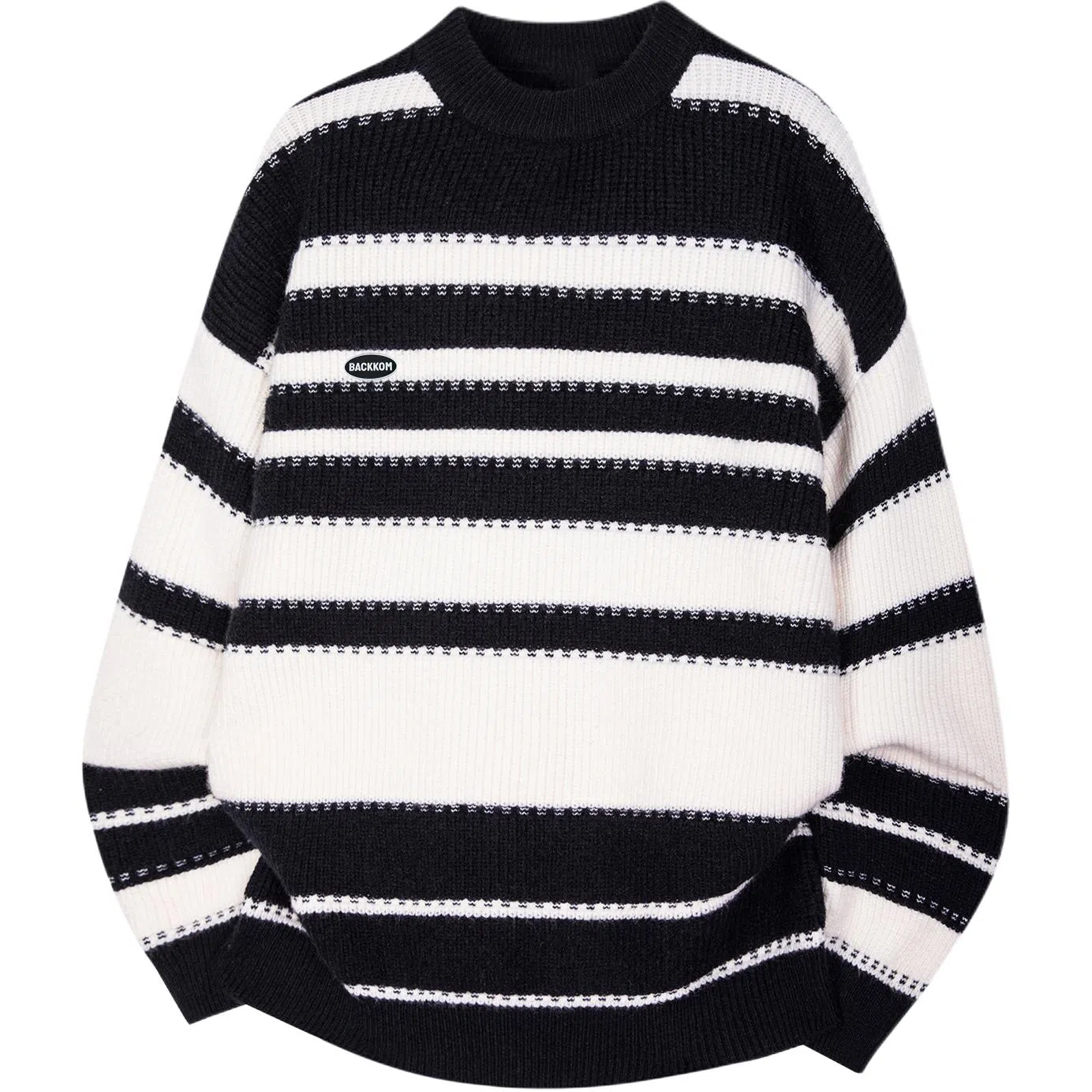 大卫贝肯 美式复古拼色条纹设计打底长袖上衣高级感潮流运动休闲百搭慵懒感学院风圆领毛衣 男女同款