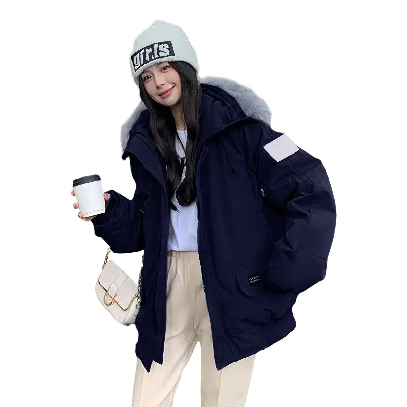 红蜻蜓 冬季工装棉袄大毛领防风保暖棉衣美式复古派克服外套休闲时尚棉服 男女同款
