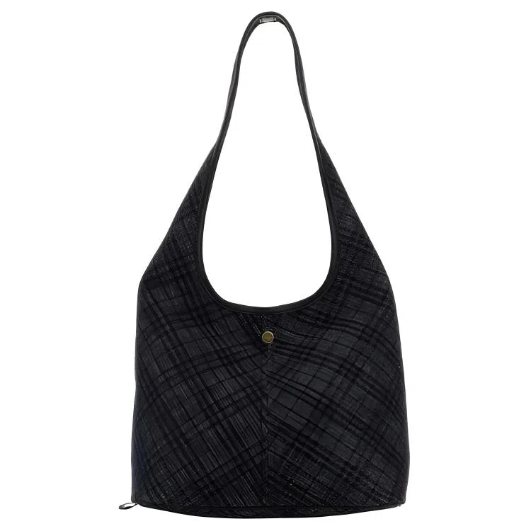 Burberry Check Cotton Shoulder Bag Black