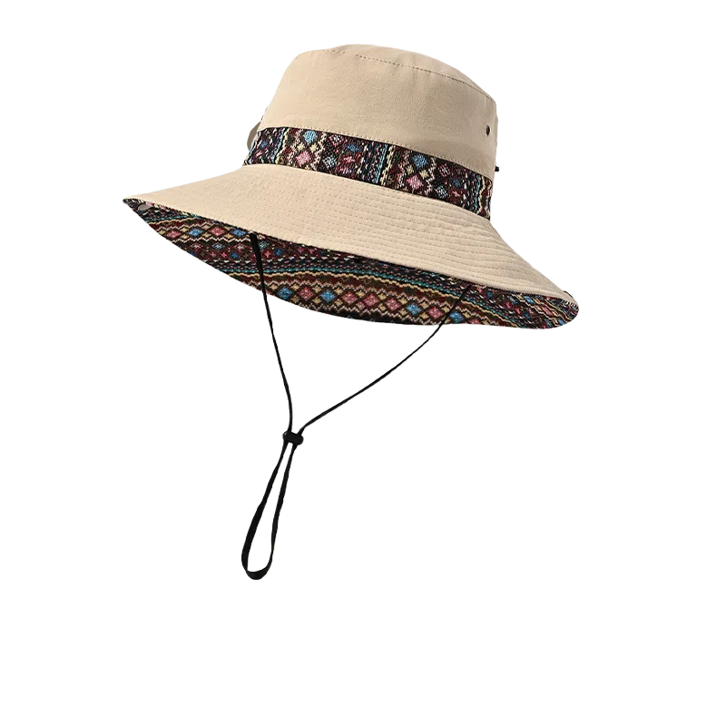杨同学 复古民族风户外大帽檐遮阳防晒 涤纶 渔夫帽 女款 多色可选