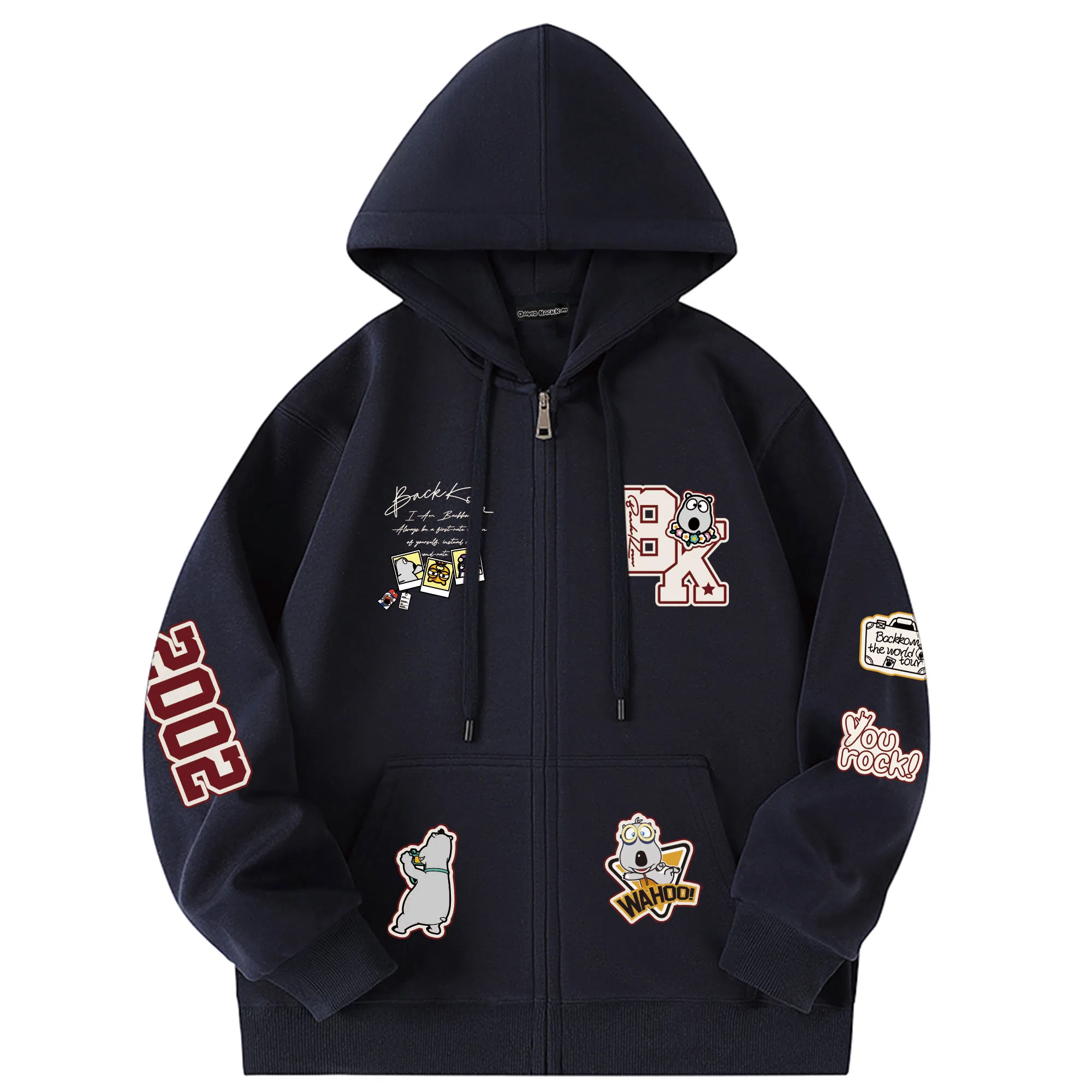 大卫贝肯 美式潮流高街品牌印花日常百搭舒适开衫长袖宽松卫衣 男女同款