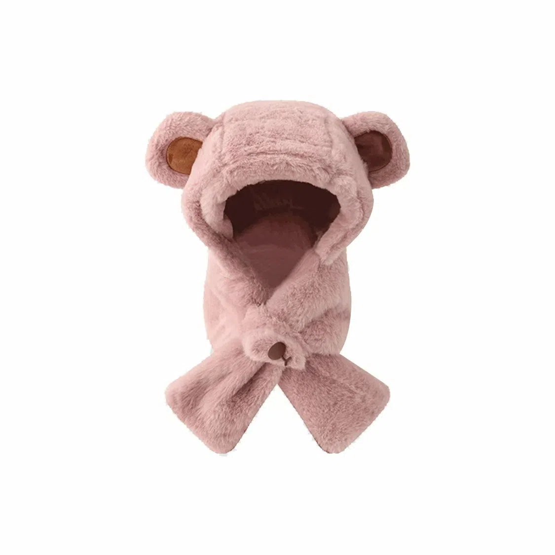 恩僾德 韩系熊耳朵软萌可爱加厚小众百搭甜美高颜值显脸小保暖 聚酯纤维 帽子 男女同款情侣款