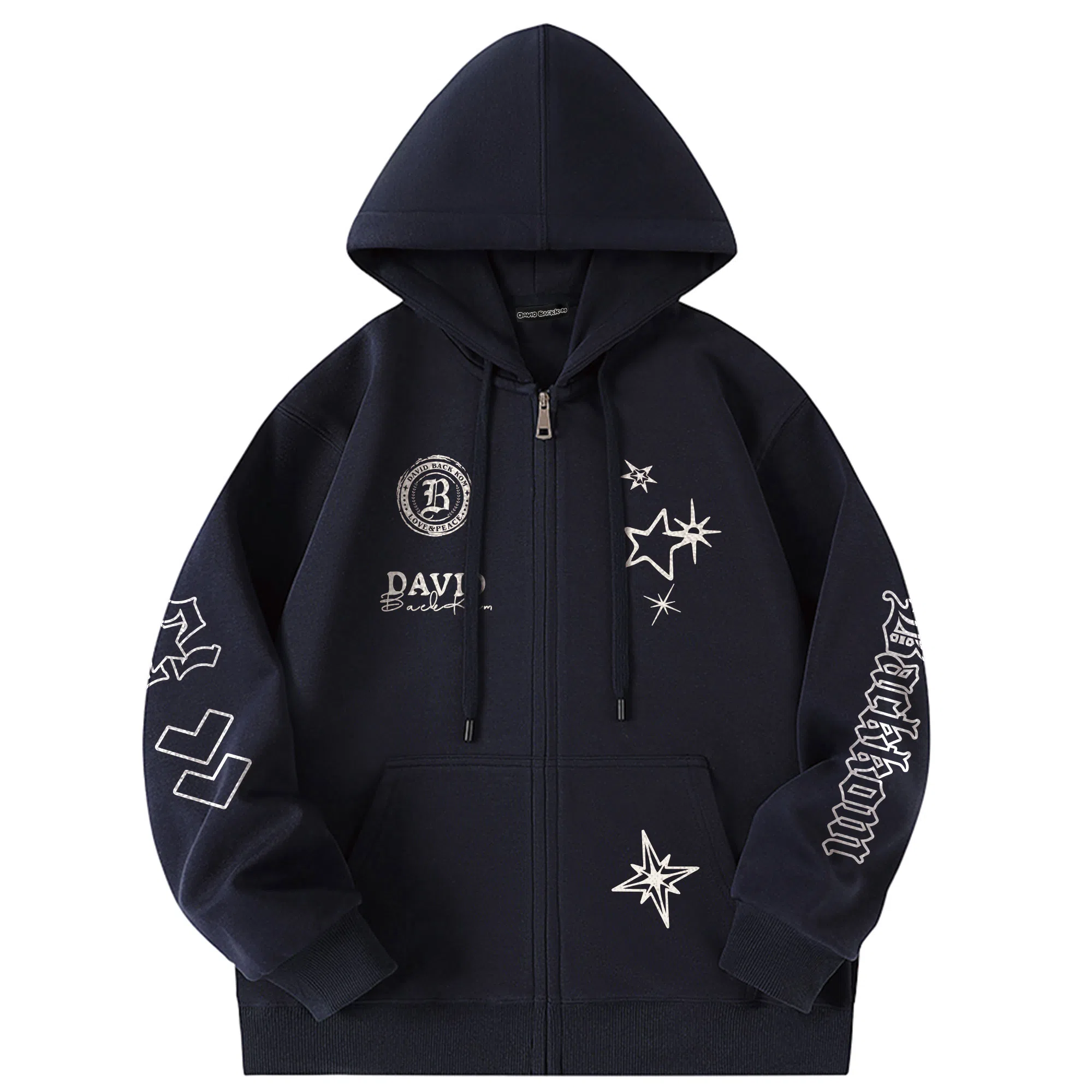 大卫贝肯 美式潮流高街品牌印花日常百搭舒适开衫宽松长袖卫衣 男女同款