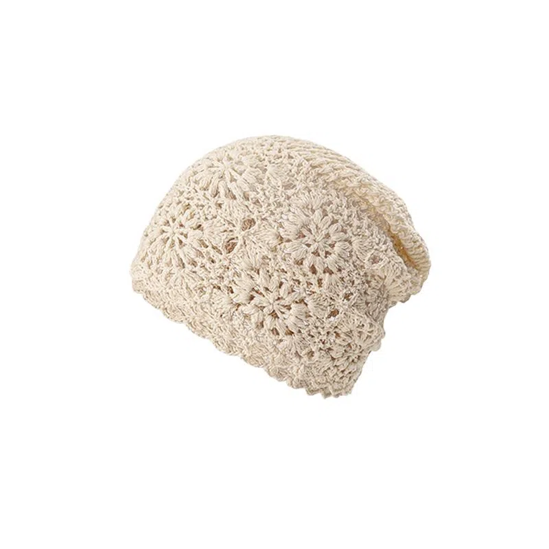 艾佳微 钩花编织帽镂空日系甜美文艺针织帽堆堆帽 涤纶 绒线帽 男女同款情侣款