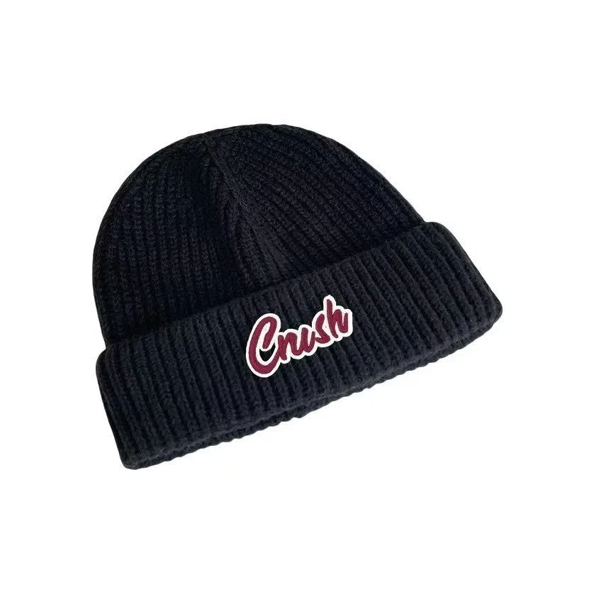 恩僾德 日系字母针织帽子保暖护耳包头帽韩版小众百搭高颜值大头围显脸小冷帽 聚酯纤维 绒线帽 男女同款情侣款