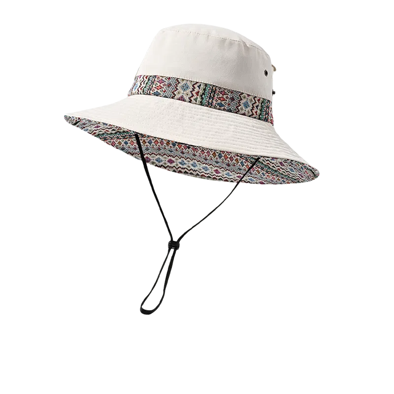 杨同学 复古民族风户外大帽檐遮阳防晒 涤纶 渔夫帽 女款 多色可选