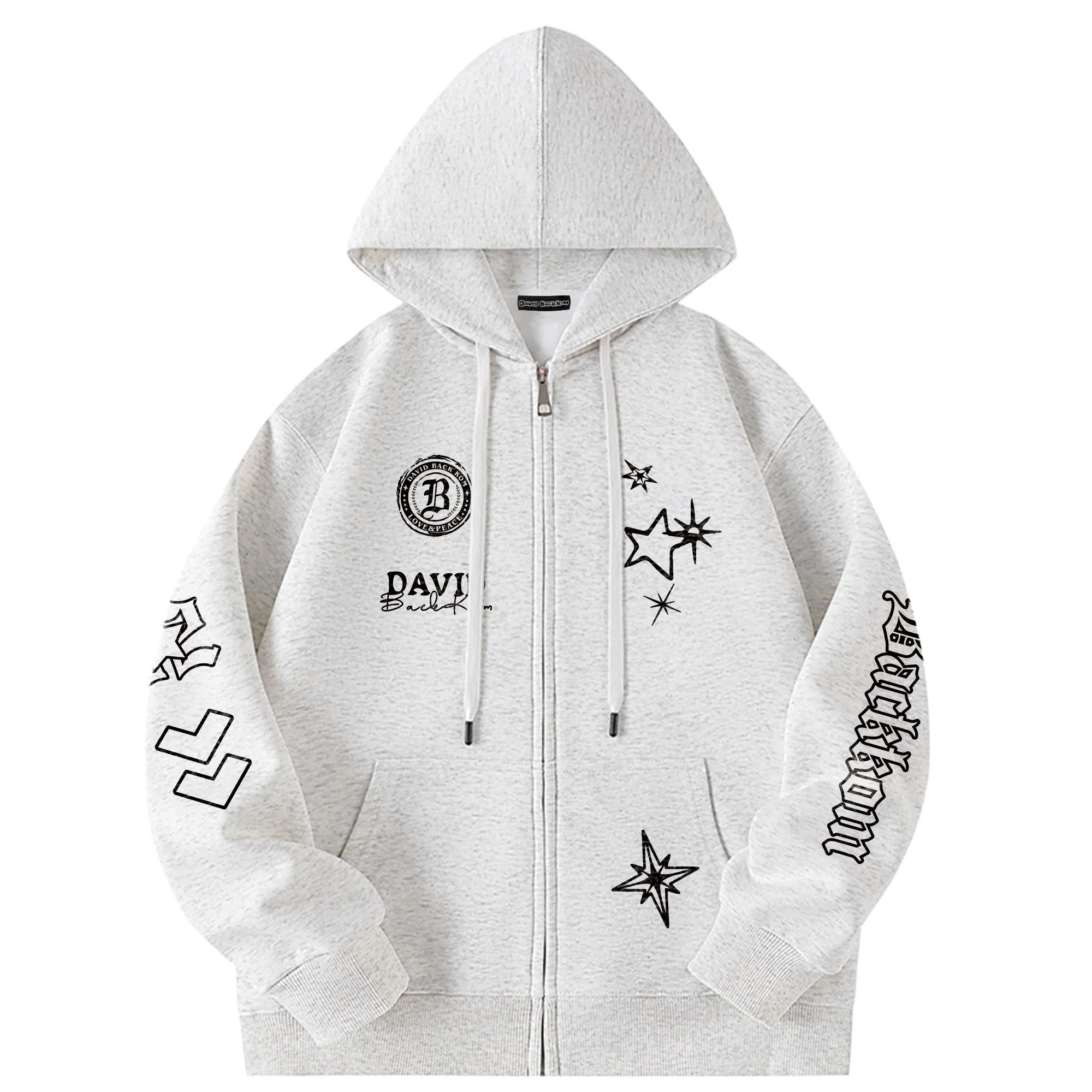 大卫贝肯 美式潮流高街品牌印花日常百搭舒适开衫宽松长袖卫衣 男女同款