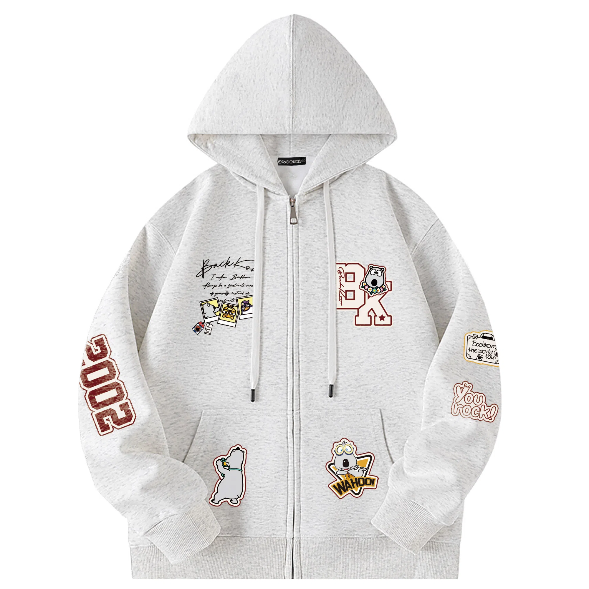 大卫贝肯 美式潮流高街品牌印花日常百搭舒适开衫长袖宽松卫衣 男女同款