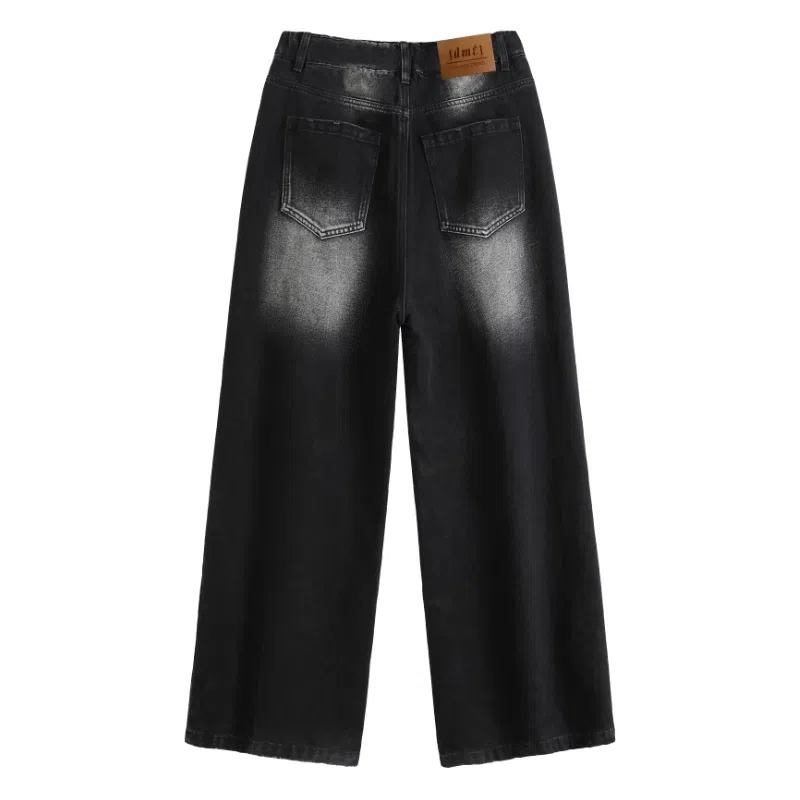 【dme】 美式高街水洗做旧猫爪痕复古宽松休闲通勤百搭垂坠感舒适直筒牛仔裤 男女同款